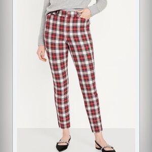 Old Navy High-Waisted Pixie Skinny Ankle Plaid Pants NWT 16P Christmas Holidays